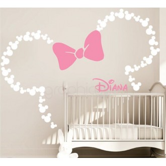 LIttle Mouse Wall Decals with Bowknot and Customized Name